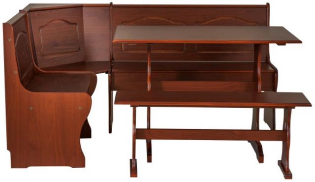 Linon Chelsea 3-Piece Walnut Corner Nook Set-1