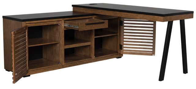 Signature Design by Ashley® Kallari Black/Warm Brown Credenza with Desk Return-2