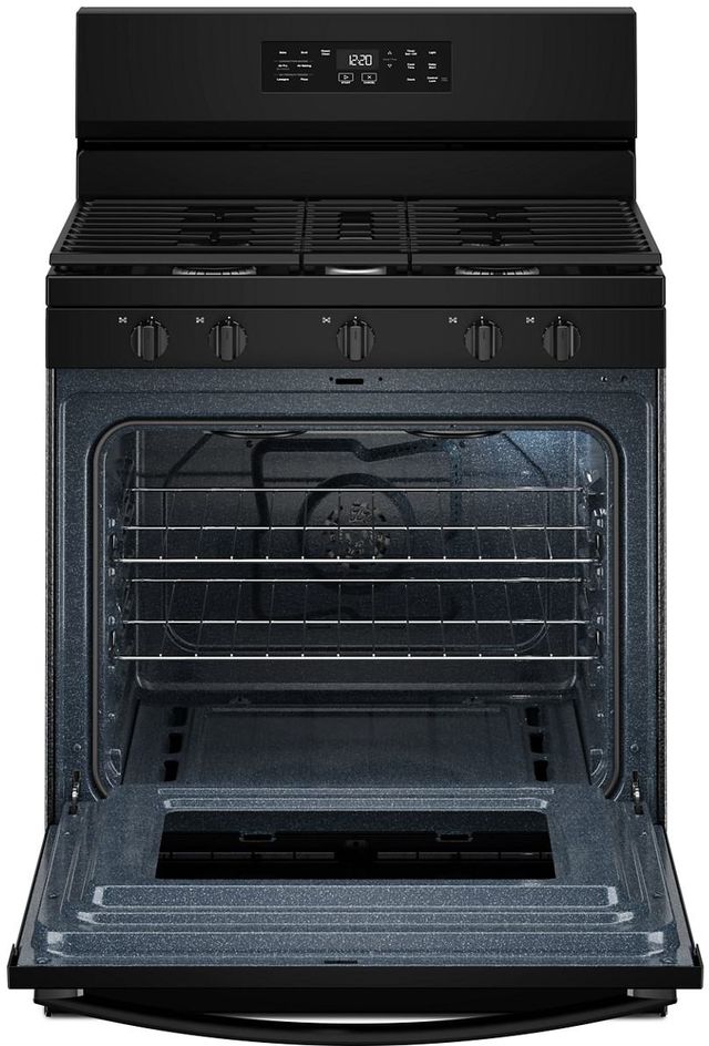 Whirlpool® 30" Black Freestanding Gas Range with Air Cooking Technology and Steam Clean-1
