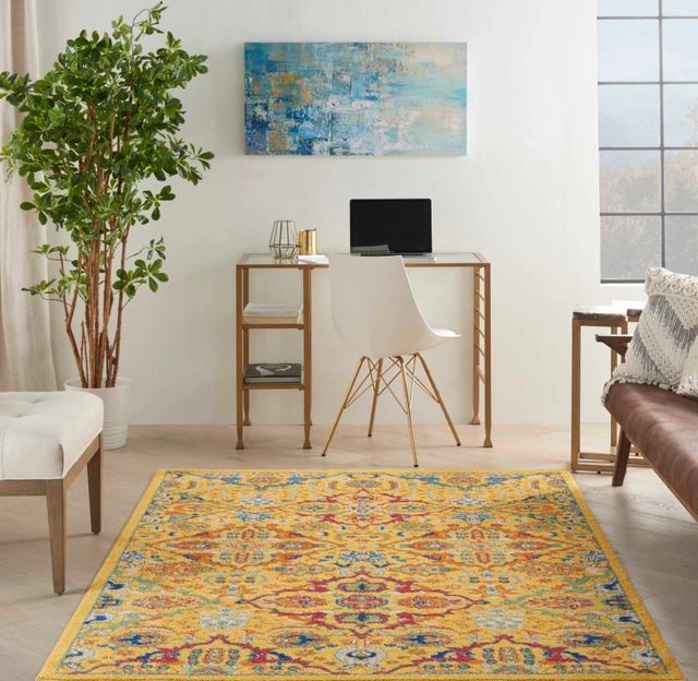 Nourison Home™ Allur Yellow Multicolor 5'x7' Style 3 Area Rug-1