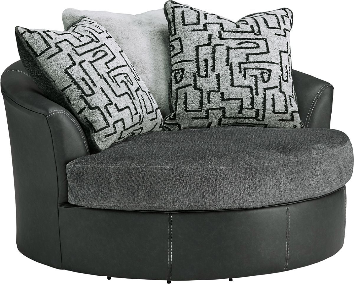 Benchcraft® Brixley Graphite Oversized Swivel Accent Chair