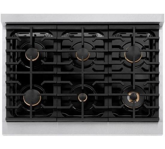 ZLINE Autograph Edition 36" Satin Stainless Steel Pro Style Gas Range with 6 Burner Cooktop-3