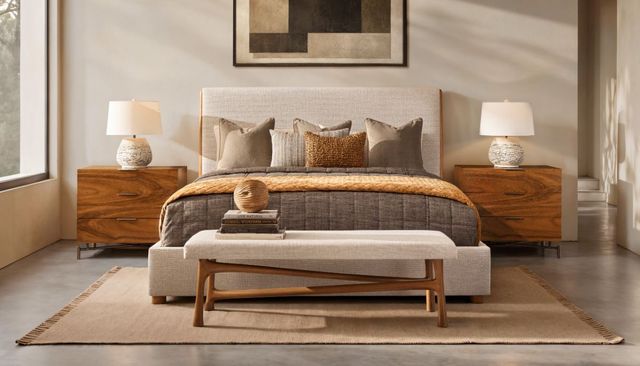 Bernhardt Brasea Beige/Lume King Upholstered Panel Bed-1