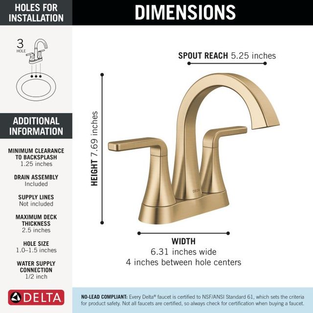 Delta Lineax™ Champagne Bronze 2-Handle Centerset Bathroom Faucet-3