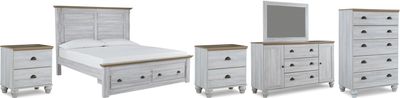 view of the Signature Design by Ashley® Haven Bay 6-Piece Two-Tone King Panel Storage Bed Set