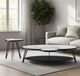Armen Living Banks 2-Piece White Top Coffee Table Set with Black Base-1