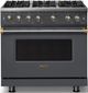 Viking® 5 Series 36" Cast Black Pro Style Gas (LP) Range with Brushed Brass Trim-0