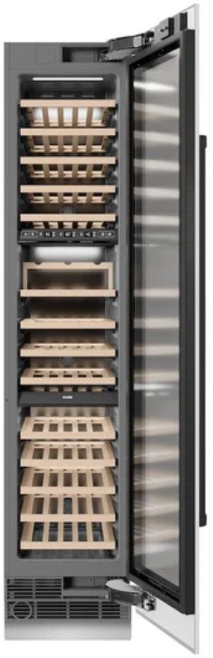ZLINE Autograph Edition 18" 9.0 Cu. Ft. Triple Zone 68 Bottle Right Hinge Column Wine Cooler in White Matte with Matte Black Accents-1