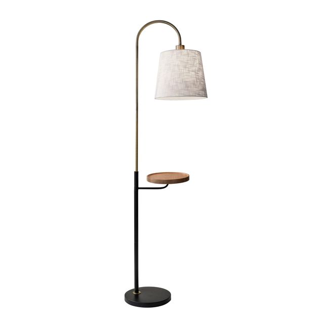 Adesso® Jeffrey Black/Antique Brass Shelf Floor Lamp-0