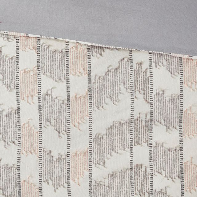 Olliix by INK+IVY Suri Cotton Jacquard Gray and Blush Full/Queen Comforter Set-3