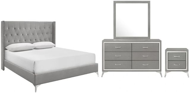 New Classic® Home Furnishings Huxley 4-Piece Gray California King Panel Bedroom Set-0
