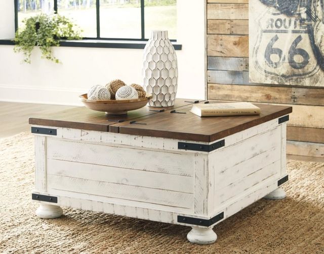 Signature Design by Ashley® Wystfield Brown Storage Coffee Table with Antique White Base-6