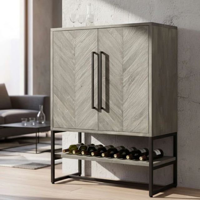 Howard Miller® Jamaica Inn Weathered Gray Wine and Bar Cabinet-1