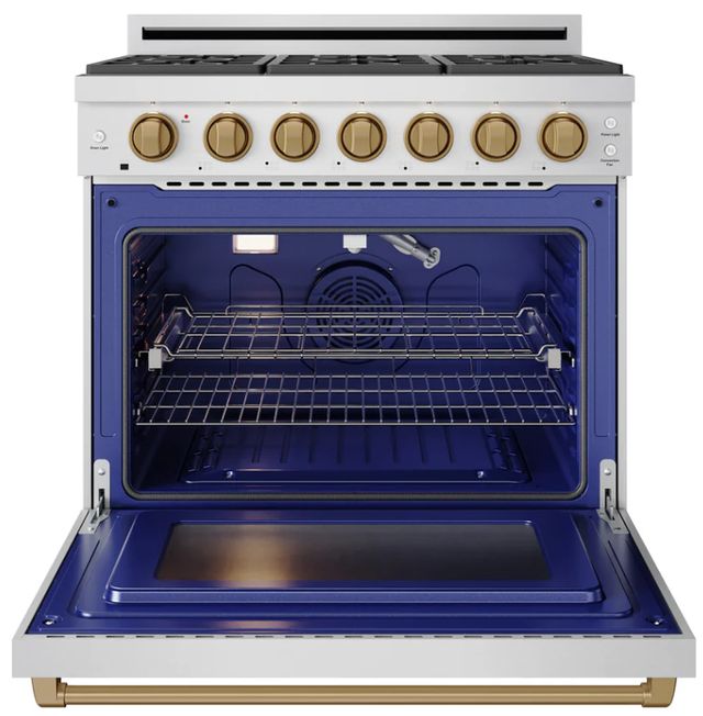 Thor Kitchen Gordon Ramsay Collection 36" Stainless Steel Pro Style Liquid Propane Range with Precision Knob Control and Bronze Trim-1