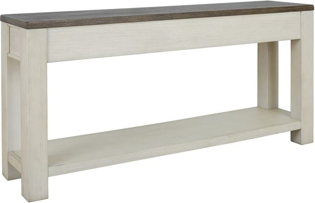 Signature Design by Ashley® Bolanburg Weathered Gray Sofa Table with Antique White Base-1