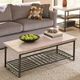 Riverside Furniture Capri Alabaster Travertine Rectangular Coffee Table with Black Base-1