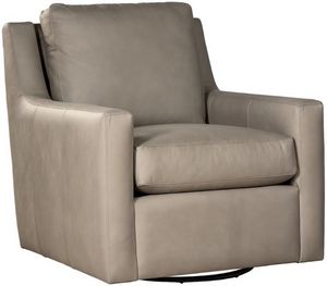 front view of the Craftmaster® Customizable CM Leather Track Arm Swivel Chair
