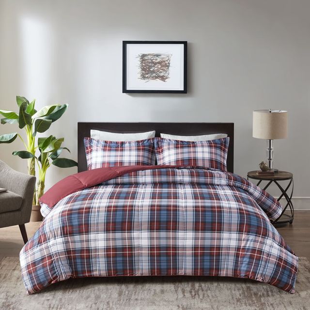 Olliix by Madison Park Essentials Parkston Red Twin/Twin XL 3M Scotchgard Down Alternative All Season Comforter Set-0