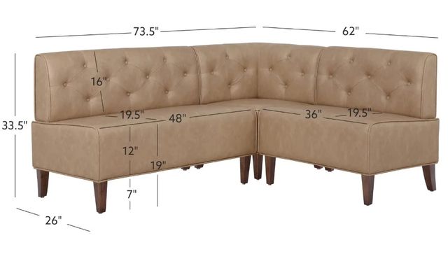Powell® Auden 3-Piece Tan Nook Corner Bench Set-2