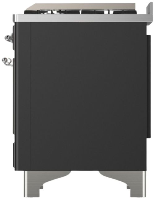 Ilve® Majestic III 48" Graphite Matte Pro Style Dual Fuel Liquid Propane Range with Solid Door and Chrome Trim-3