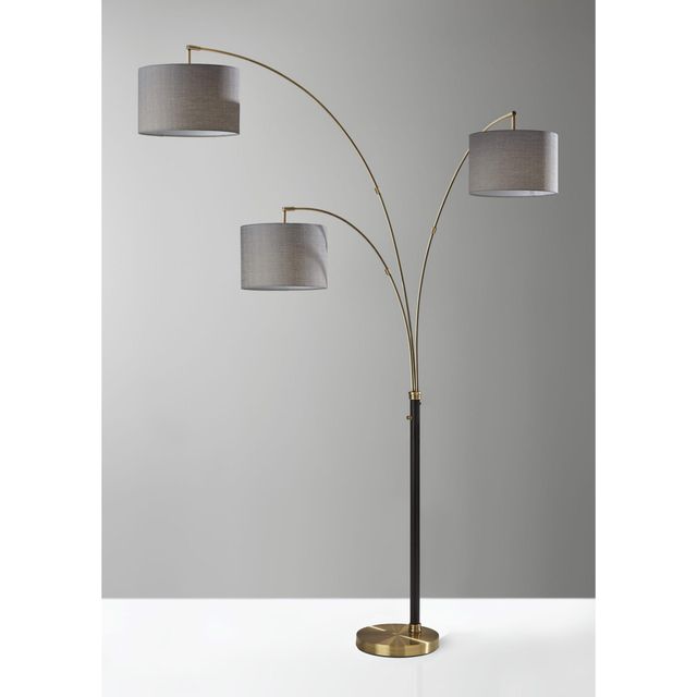 Adesso® Bergen Black/Antique Brass 3-Arm Arc Lamp-3