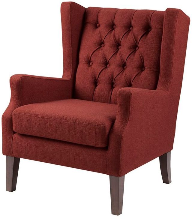 Olliix by Madison Park Red Maxwell Button Tufted Wing Chair-2