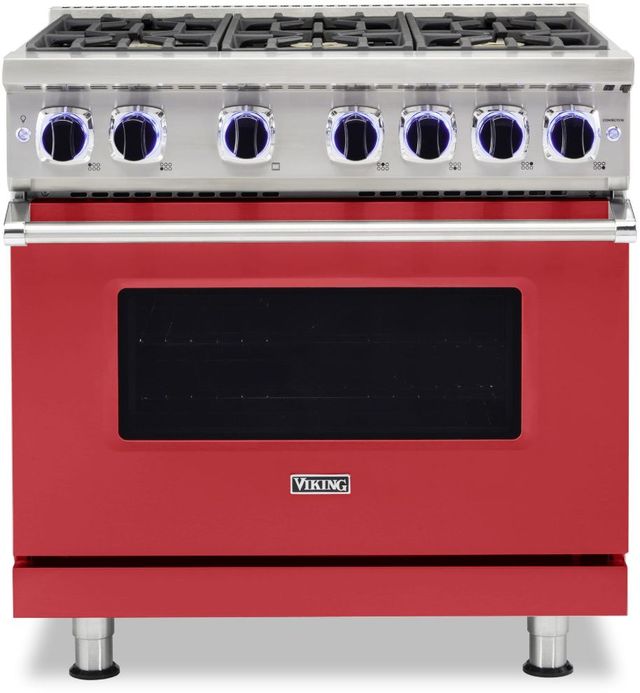 Viking® 7 Series 36" San Marzano Red Pro Style Liquid Propane Range-0