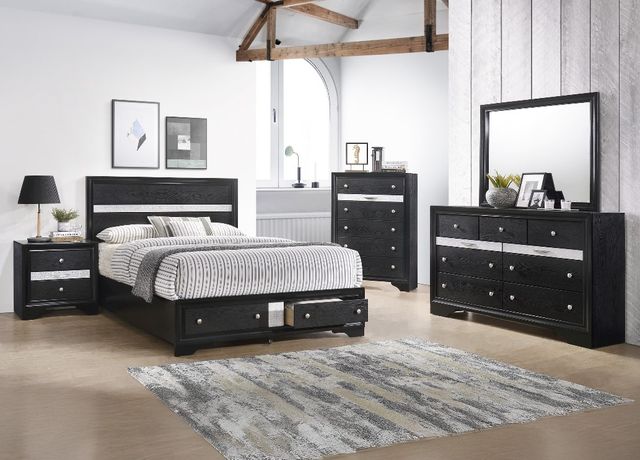 Crown Mark Regata Black/Silver King Storage Platform Bed-1