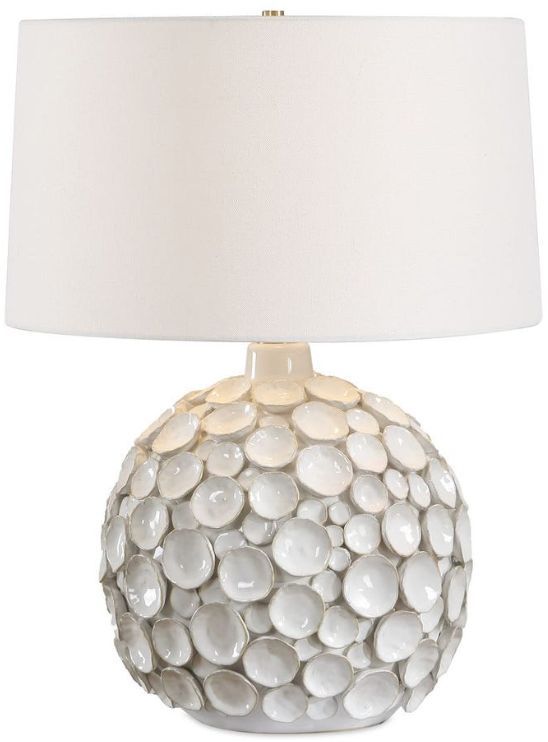 Uttermost® Hartley White Glaze Petal Table Lamp-4