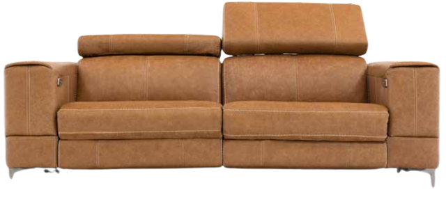 Fornirama 4839 Dark Orange Power Reclining Condo Sofa with Adjustable Headrest-0
