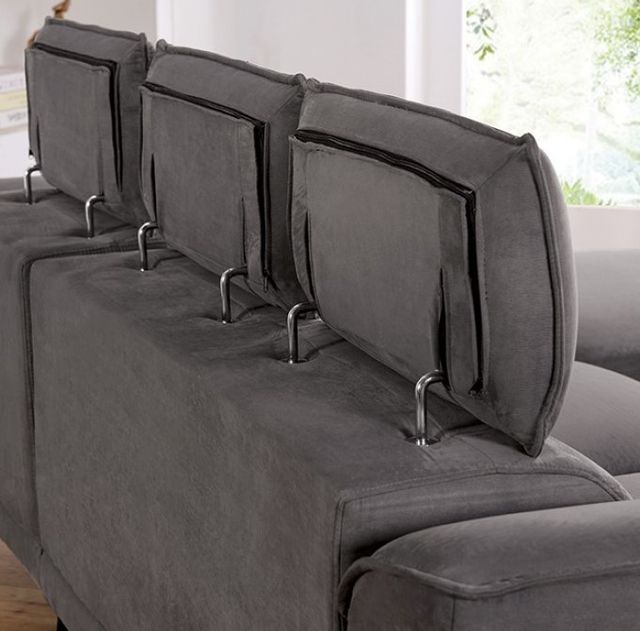 Furniture of America® Napanee 3-Piece Gray Right-Arm Facing Sectional and Chaise-3
