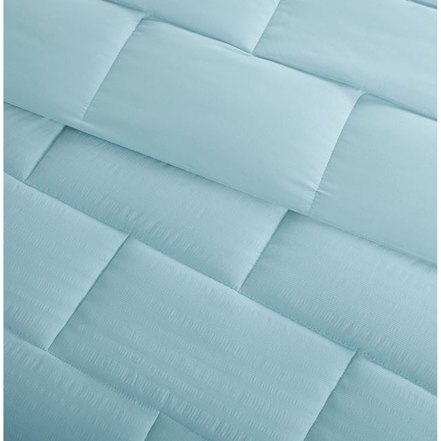 Olliix by Intelligent Design Avery Aqua Full/Queen Seersucker Down Alternative Comforter Mini Set-3