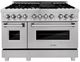 ZLINE Legacy 48" Satin Stainless Steel Pro Style Dual Fuel Range with Gas Cooktop, 2 Electric Ovens and 6 Brass Burners-0