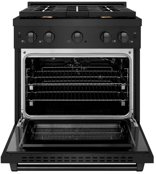 ZLINE 30" Black Stainless Steel Pro Style Gas Range with 4 Brass Burners-1