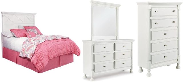Signature Design by Ashley® Kaslyn 4-Piece White Full Panel Headboard Bed Set-0