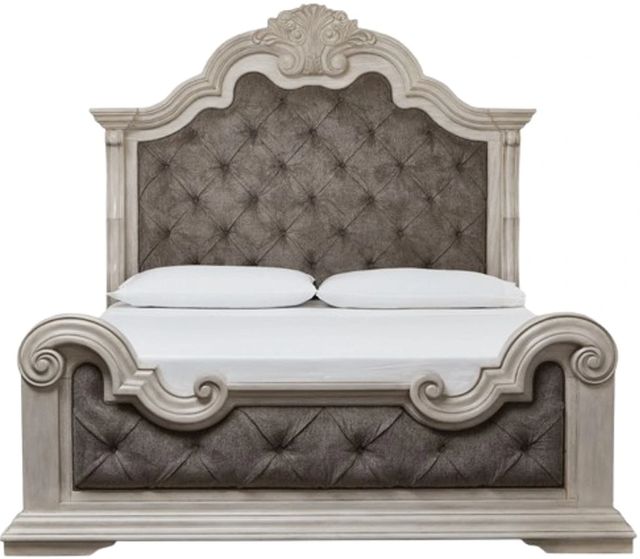 Signature Design by Ashley® Andonhall Antique White California King Upholstered Panel Bed-2