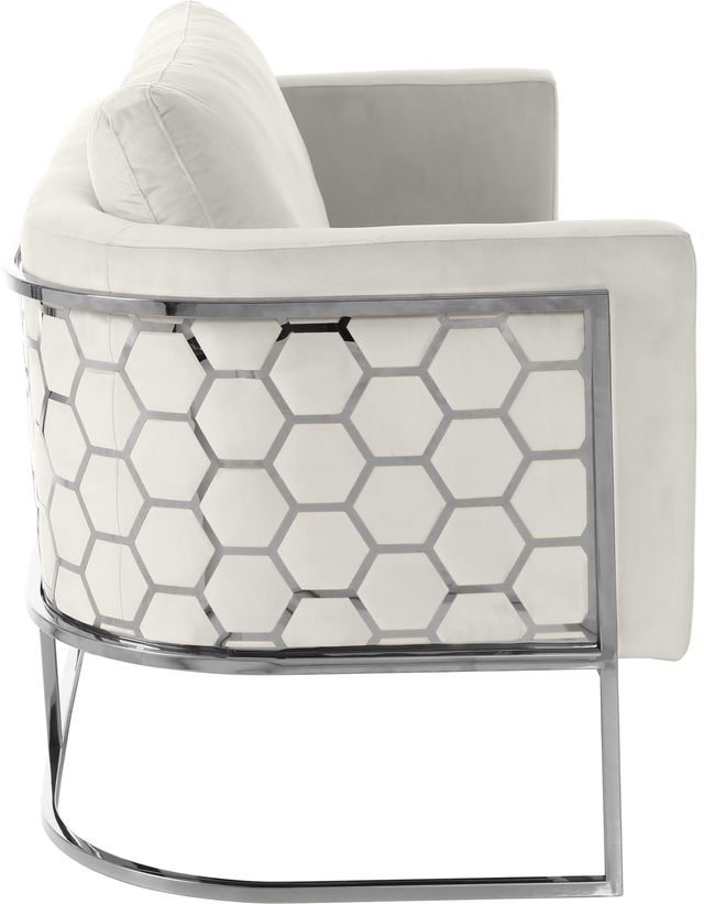 Meridian Furniture Casa Cream/Chrome Velvet Loveseat-2