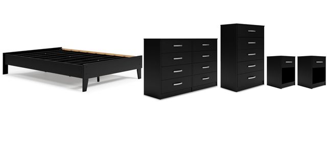 Signature Design by Ashley® Finch 5-Piece Black Full Platform Bed Set-0