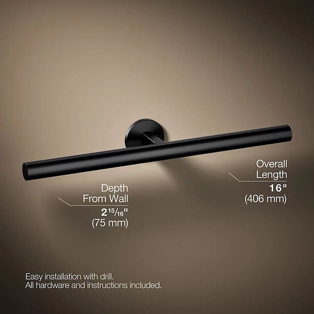 KOHLER® Components® Matte Black Double Towel Arm-4