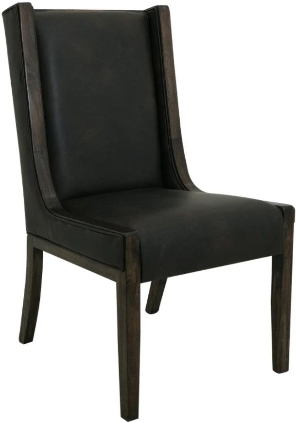 International Furniture Direct Balam Stained Dark Upholstered Dining Side Chair-0