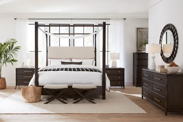 Hooker® Furniture Retreat Black Sand California King Upholstered Canopy Bed-1