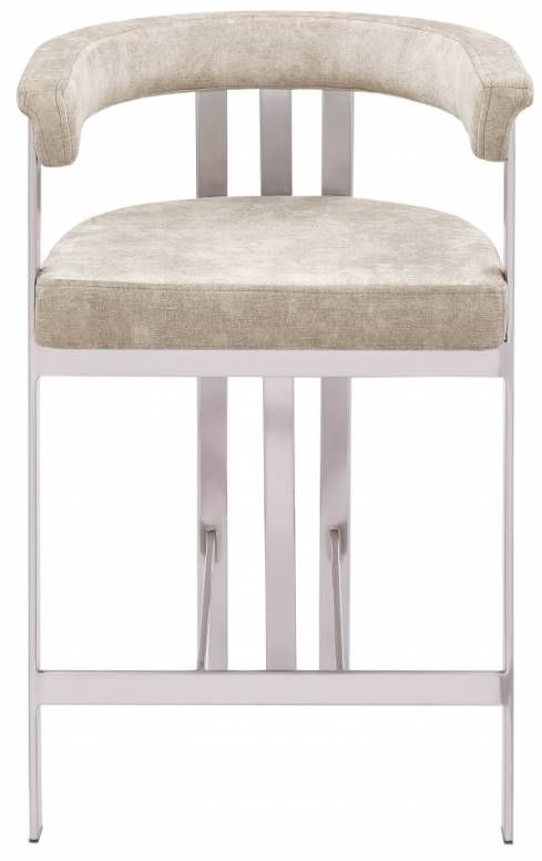 Meridian Furniture Marcello Beige/Brushed Chrome Counter Stool-1
