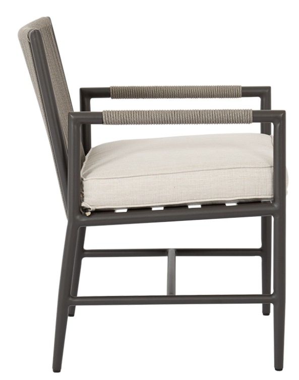 Sunset West Pietra Stone Gray Aluminum/Olefin Rope Outdoor Dining Arm Chair with Echo Ash Cushion-2