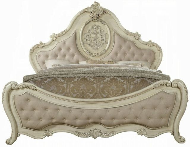 ACME Furniture Ragenardus Antique White/Beige Queen Upholstered Panel Bed-3