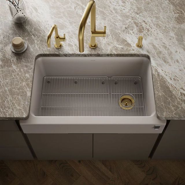 KOHLER® Cairn® Matte Taupe Undermount Single-Bowl Farmhouse Kitchen Sink-1
