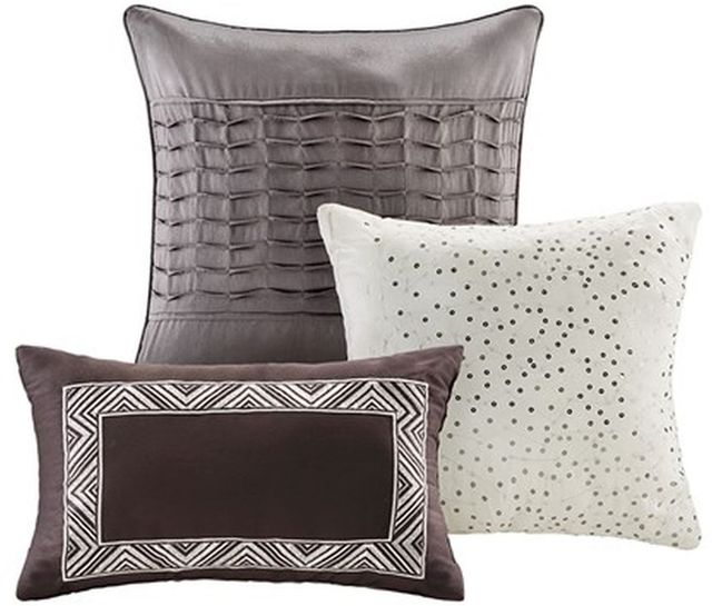 Olliix by Madison Park Rhapsody 7 Piece Grey/Taupe Queen Comforter Set-1