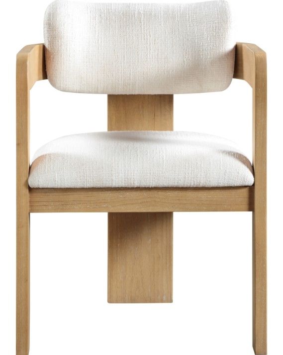 Meridian Furniture Sacha Cream/Natural Linen Textured Upholstered Dining Chair-1