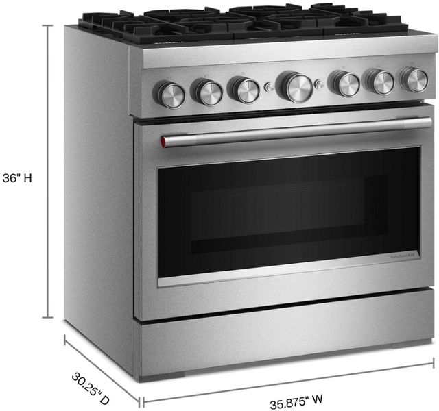 KitchenAid® 36" Stainless Steel 6 Burner Pro Style Dual Fuel Range with No Preheat Air Fry Mode-2