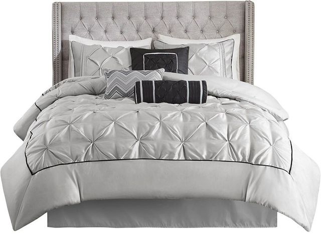 Olliix by Madison Park Laurel 7 Piece Grey California King Tufted Comforter Set-0