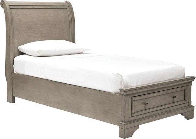 Signature Design by Ashley® Lettner 2-Piece Light Gray Twin Sleigh Storage  Bed Set-1